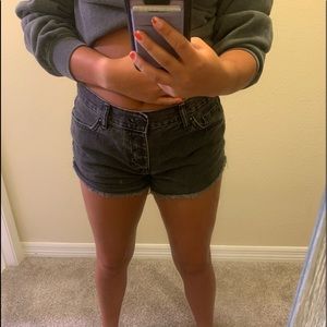 Forever 21 Black Button-up Jean Shorts